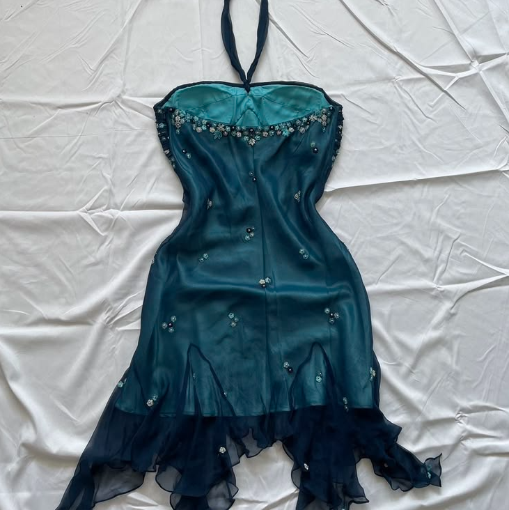 Elegant Turquoise Beaded Homecoming Dress ,Sheath Halter Bodycon Short Prom Dress RS840