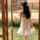 French V-neck Crochet Hollow Dress Women's Slim Sleeveless Temperament Lace Mini Skirt R4337