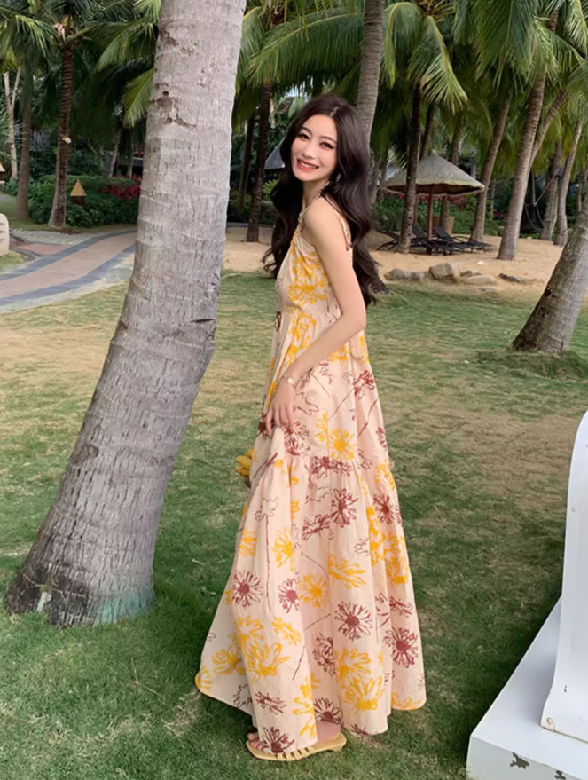 Beach dress for photo shoot, suspender dress with bow back, holiday style R1620