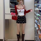 Sweet and spicy design printed sling cardigan 2025 pure desire style hip skirt suit R1047