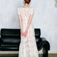 Creamy white gentle diamond collar sweet three-dimensional flower exquisite lace long skirt R4073