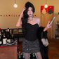 French style small Chanel style fishbone tube top 2025 hot girl sequin hip skirt suit R1184