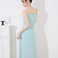 French design niche dress new style temperament waist slimming medium-length green suspender skirt R4458