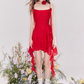 French flower tie ruffled collar suspender dress R4542