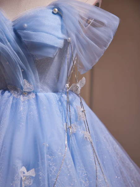 Pretty Tulle Beaded Women's Homecoming Dress Pale Blue Corset Short Prom Dress Birthday Dress RS2761
