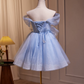 Pretty Tulle Beaded Women's Homecoming Dress Pale Blue Corset Short Prom Dress Birthday Dress RS2761