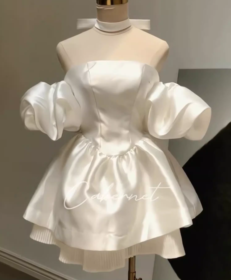 Birthday dress high-end party dress niche princess dress one-shoulder tube top dress R1766