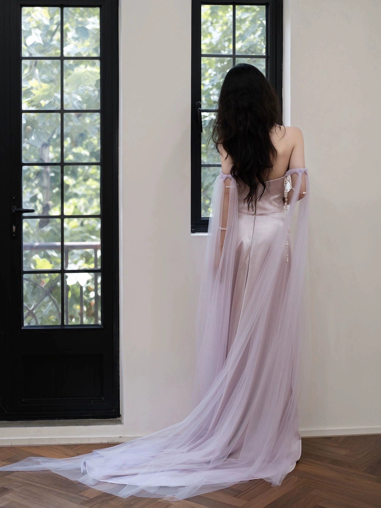 Lilac Elegant Evening Gowns Off Shoulder Long Prom Dress     S7218