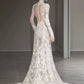 Long Sleeves Lace High Neck Wedding Dresses Long Bridal Gown      S7208