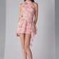 Halter Neck Printed Ribbon Dress Summer New Sleeveless Off Shoulder Vest Dress R3338