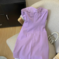 Purple pure sexy tube top dress female new waist short hip skirt fishbone backless small dress R3951