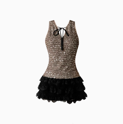 Pure desire hot girl sequined vest 2025 large size thousand gold lace cake skirt suit R1234
