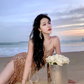 Sexy gold sequined suspender dress with slit hip-hugging holiday beach dress dress R1490