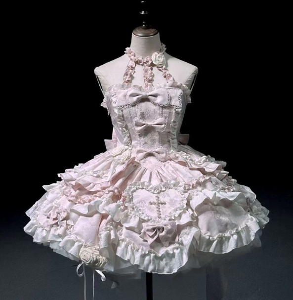 Gorgeous Pink Homecoming Dress ,A-Line Strapless Frilled Bow Corset Cute Princess Dress RS857