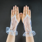 Hook finger bridal wedding gloves black short lace bow mesh sleeves thin style     S6280