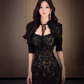 French pure lace strap dress 2025 temperament waist hip evening dress R1413
