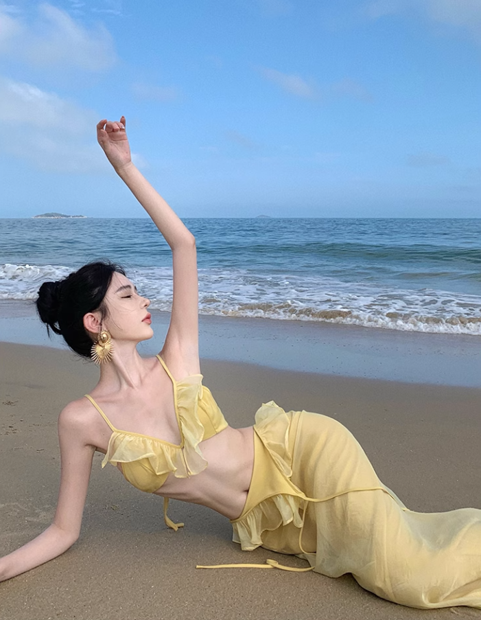 Sexy suspender dress pure desire style clothes super fairy vacation wear backless beach dress R1572