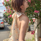 V-neck polka dot halter neck a-line dress women's summer French waist skirt R4661