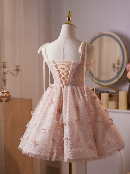 Stunning Tulle Applique Women's Homecoming Dress Blush Pink Corset Short Prom Dress Birthday Dress RS2762