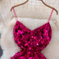 Light luxury heavy sequins celebrity niche banquet dress skirt sexy backless suspender dress R0320