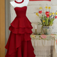 Pink tube top waist cake skirt sexy satin long dress prom dress R6230