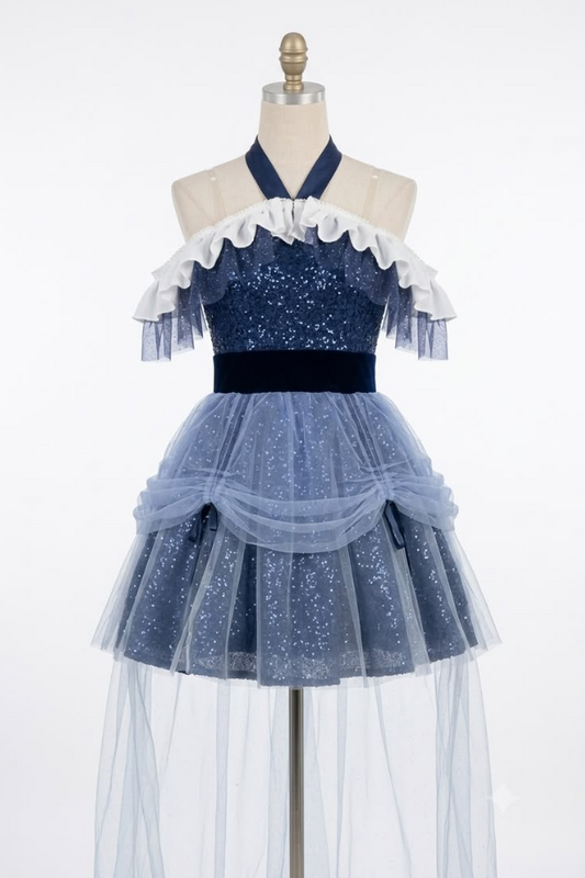 Glitter Starry Sky Color Homecoming Dress ,A-Line Halter Corset Short Prom Dress RS864