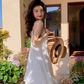 White dress seaside holiday beach dress high-end age-reducing suspender long dress R1700