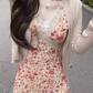 Retro V-neck sleeveless dress temperament waist A-line short skirt R0694