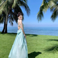 Travel wear fairy air backless dress seaside vacation dopamine green fairy long skirt R1594