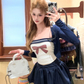 Pure desire hot girl bow print contrast color tube top 2025 college style skirt suit R1280