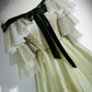French Chic Bud Green A-Line Bateau Corset Maxi Evening Dress Prom Dress RS585