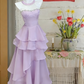 Pink tube top waist cake skirt sexy satin long dress prom dress R6230