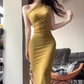French style sleeveless knitted dress 2025 sister style hip-wrapped slit long skirt R1045