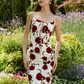 French retro rose floral suspender dress 2025 new style hip skirt R2717