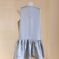 French high-end pearl round-neck sleeveless vest dress silver-gray ruffled short skirt R1990