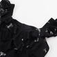 2025 Summer New Black Flying Sleeve Waisted Mid-Length Printed Fishtail Dress R0913