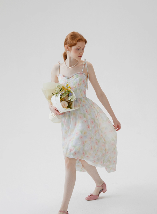 French tea break flower dress holiday floral dress suspender bud dress female summer new style R3488