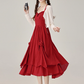 Summer French retro red suspender dress seaside holiday dress R1900