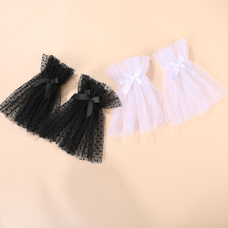 Mesh breathable bow sleeves black small spots sexy lace sun protection sleeves elegant     S6253