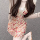 Retro V-neck sleeveless dress temperament waist A-line short skirt R0694