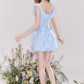 Holiday-style bow-knot two-way design French waist blue dress R4541