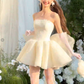 Apricot tube top waist puffy skirt princess cute mini skirt homecoming dress R4123