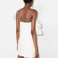 French white off-shoulder push pleat fashion banquet party dress dress homecoming dress R2972