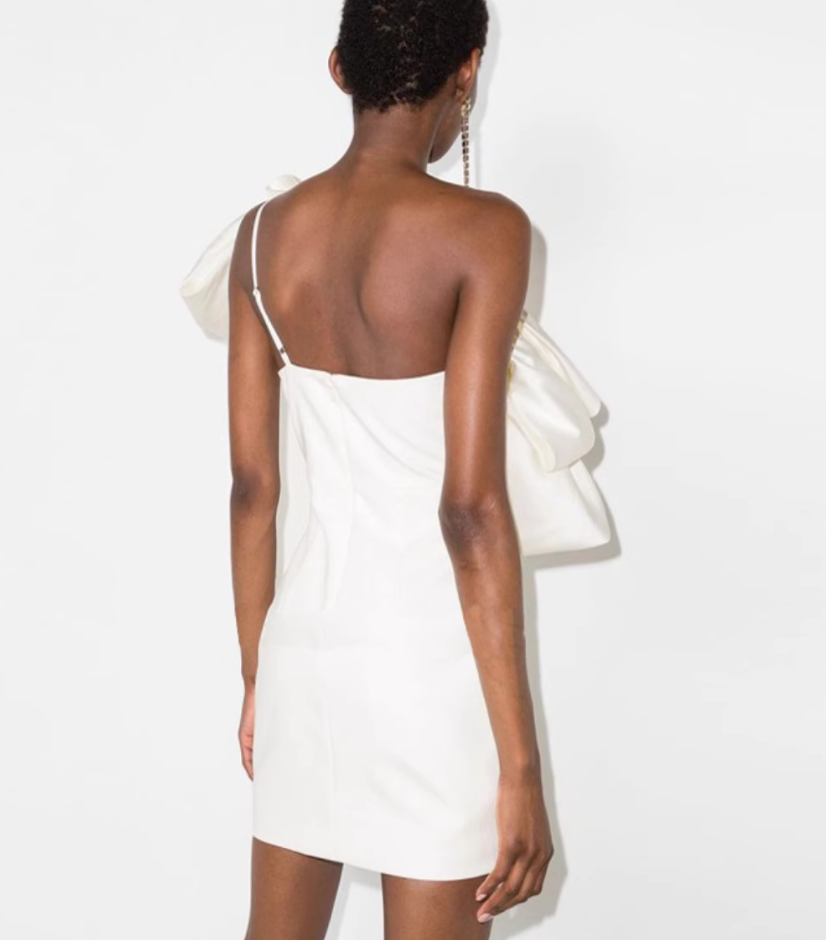 French white off-shoulder push pleat fashion banquet party dress dress homecoming dress R2972