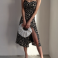 European and American slim fit slit dress retro long dress suspender dress R2859