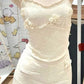 White suspender lace gentle and cute three-dimensional flower slim slim homecoming dress R2524