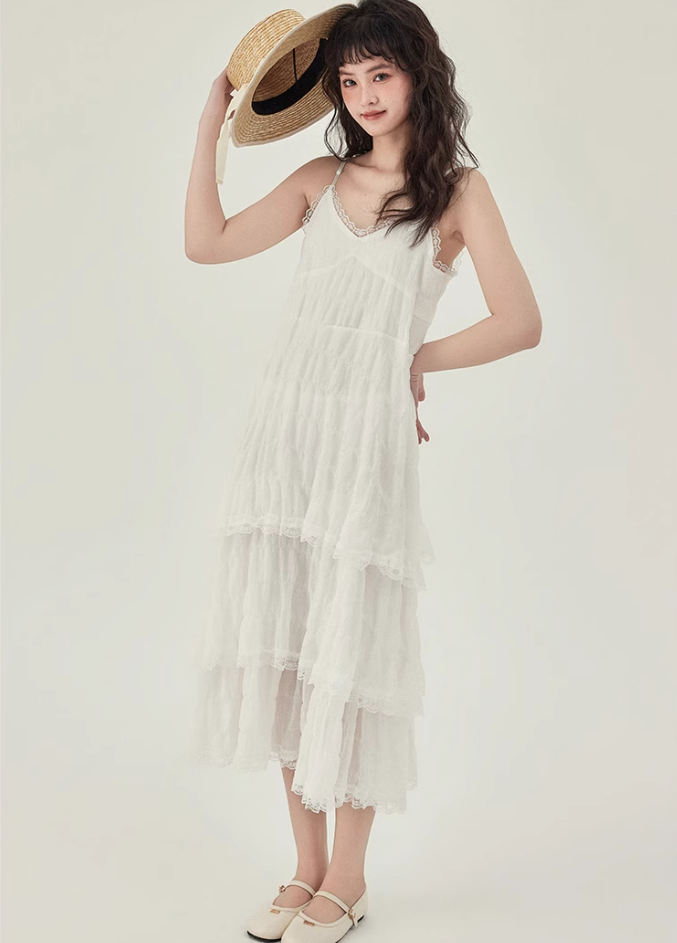 French suspender skirt 2025 new first love dress white niche cake skirt R2356