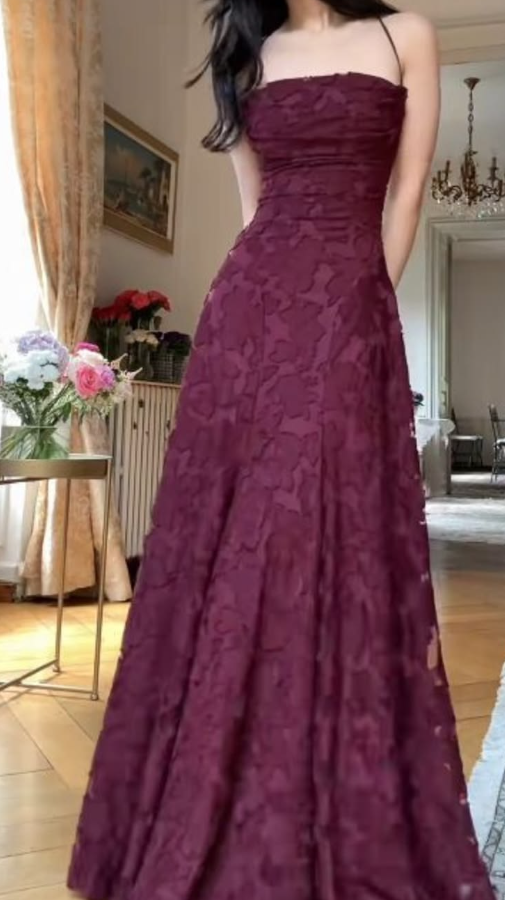 Charming Dusty Pink Prom Dress ,A-Line Spaghetti Straps Corset Maxi Evening Dress RS886