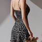 French fresh girl floral suspender skirt slim fit A-line holiday dress short skirt R2806