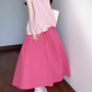 A set of gentle pink striped sleeveless top a-line skirt beautiful suit R0782